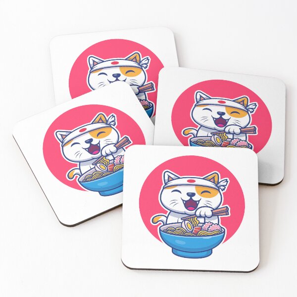 Item preview, Peach and Goma Mochi Cat Eating Ramen designed and sold by Stevenobinsun.