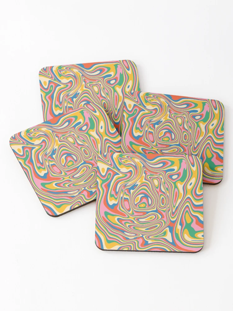 Thumbnail 1 of 5, Coasters (Set of 4), Retro Colorful Abstract Pattern designed and sold by ind3finite.