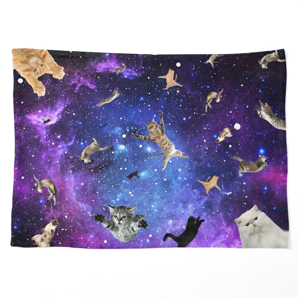Galaxy Cats in Space Girls Leggings 8-20, Blue Stars Kittens