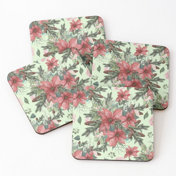 Item preview, Vintage Christmas Poinsettia Flowers and Pinecones designed and sold by silviaol.