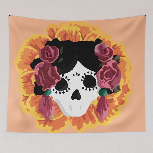 Item preview, Catrina frida mexican kawaii cute sugar skull mexican style mexican flower marigold skeleton designed and sold by T-Mex.