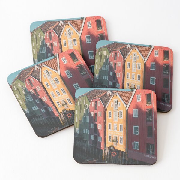 Item preview, Colourful Waterside Buildings of Trondheim - Watercolour Style designed and sold by WWWC2288.