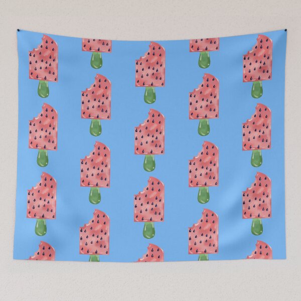 Item preview, Pink Watermelon With Blue Background  designed and sold by missmann.