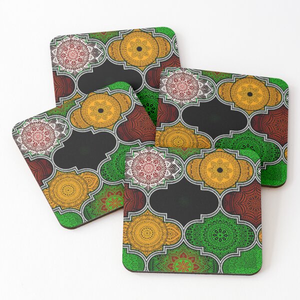 Item preview, Green Burn Colorful Ethnic Indian Abstract Floral Tiles pattern designed and sold by Art-by-Geoff.