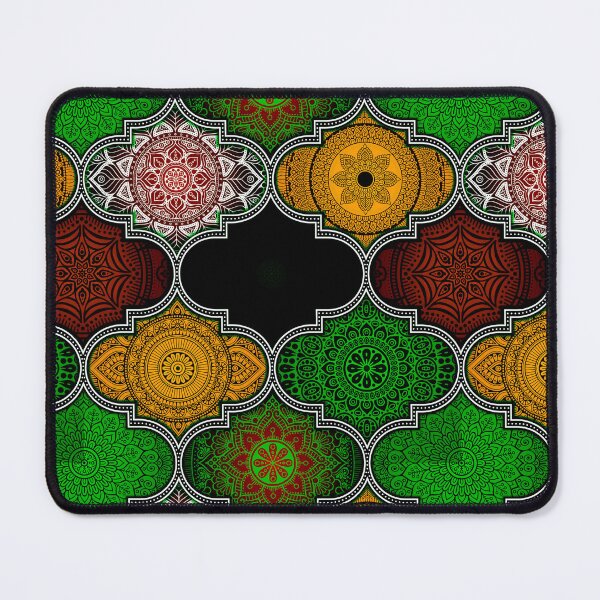 Item preview, Green Burn Colorful Ethnic Indian Abstract Floral Tiles pattern designed and sold by Art-by-Geoff.