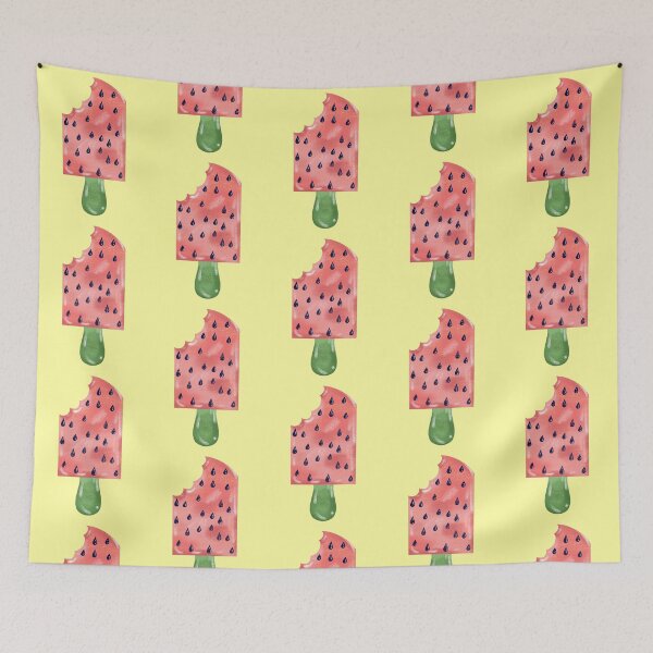Item preview, Pink Watermelon With Yellow Background  designed and sold by missmann.