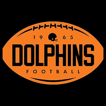 Vintage Football Shape - Miami Dolphins (Orange Dolphins Wordmark