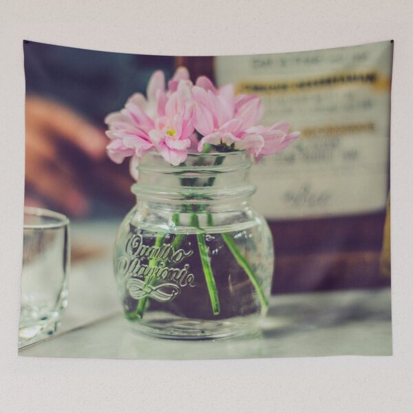 Item preview, Vintage Pink Flower Arrangements in Glass Jar designed and sold by MyArt23.