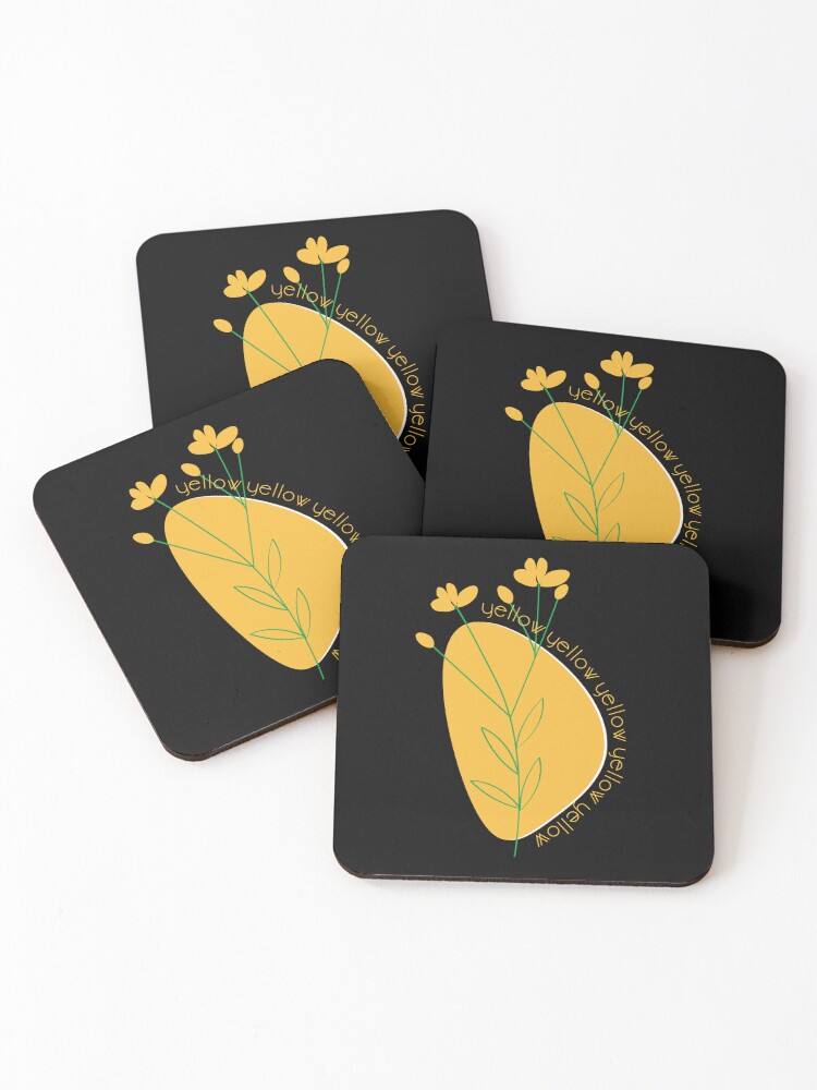 Thumbnail 1 of 5, Coasters (Set of 4), Yellow Abstract designed and sold by EMMA0453.