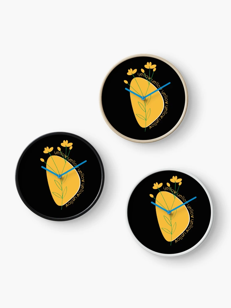 Thumbnail 3 of 4, Clock, Yellow Abstract designed and sold by EMMA0453.