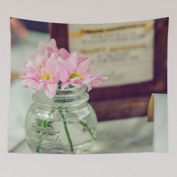 Item preview, Vintage Pink Flower Arrangements in Glass Jar designed and sold by MyArt23.