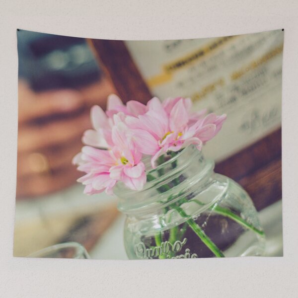 Item preview, Vintage Pink Flower Arrangements in Glass Jar designed and sold by MyArt23.