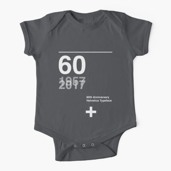 60th Anniversary Helvetica Typeface Short Sleeve Baby One-Piece