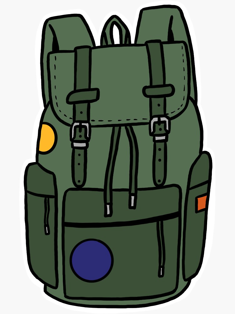"Backpacking Backpack with Patches" Sticker for Sale by Stickandpoke