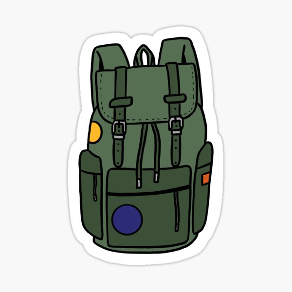 "Backpacking Backpack with Patches" Sticker for Sale by Stickandpoke