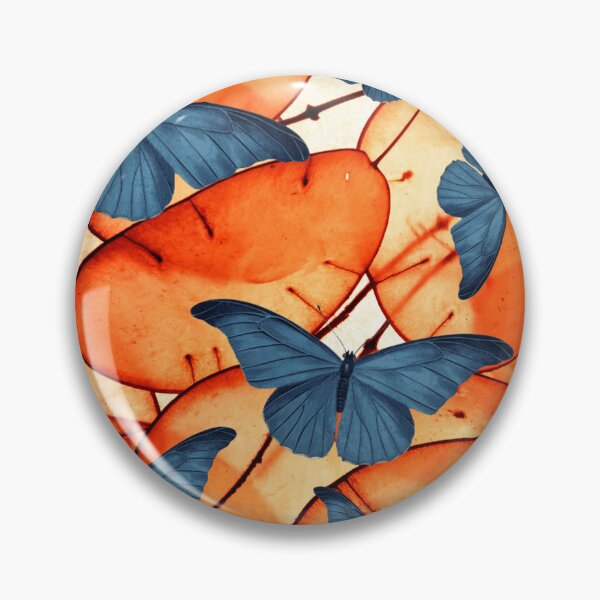 Artikelvorschau, Orange Blätter der blauen Schmetterlinge entworfen und verkauft von ArtMeetsPizza.