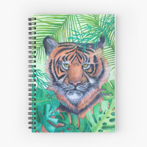Item preview, Tiger illustration in mixed media on a colored background designed and sold by Atrinheart.