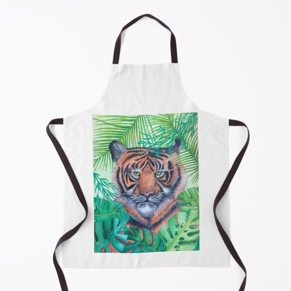 Item preview, Tiger illustration in mixed media on a colored background designed and sold by Atrinheart.