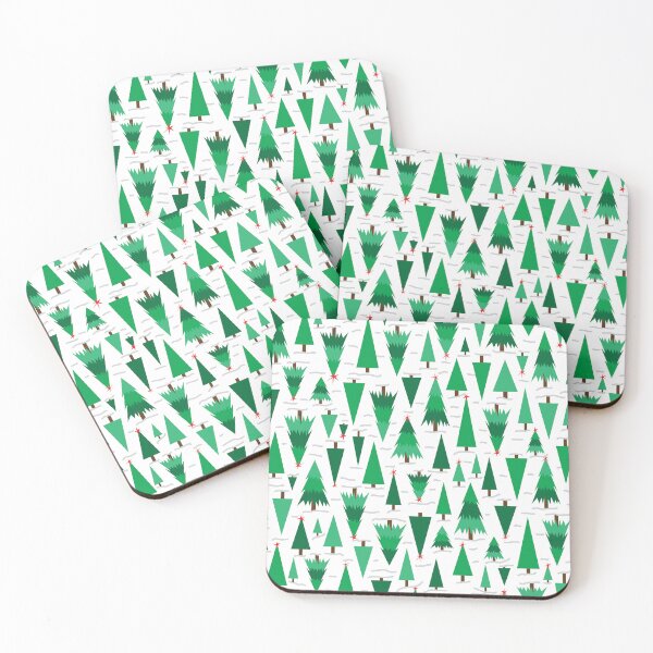 Item preview, Christmas pine trees in the snow with red stars designed and sold by FrancesPoff.