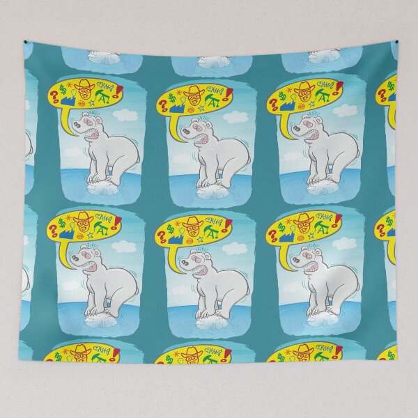 Item preview, Anxious polar bear saying bad words when standing on a tiny piece of ice designed and sold by Zoo-co.
