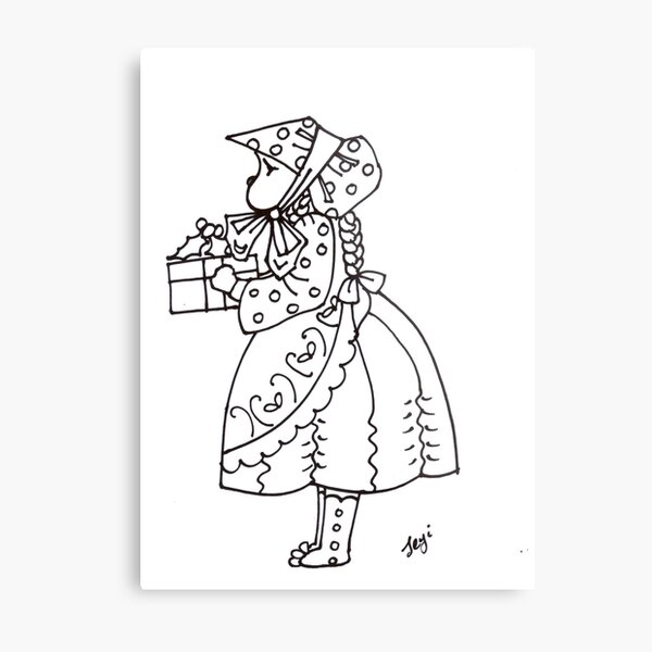 Little bonnet girl Metal Print