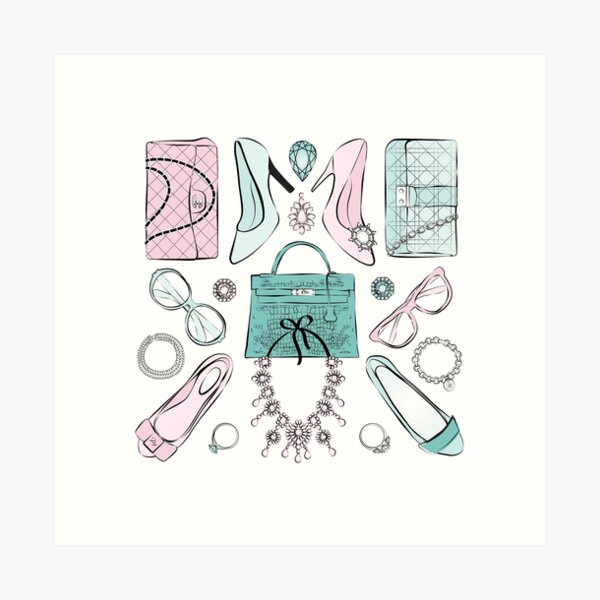 Stylish Accessories Fashion illustration Art Print