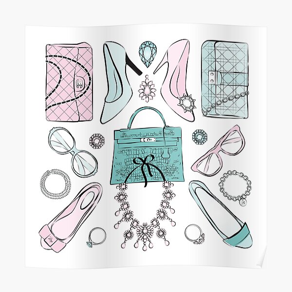 Stylish Accessories Fashion illustration Poster