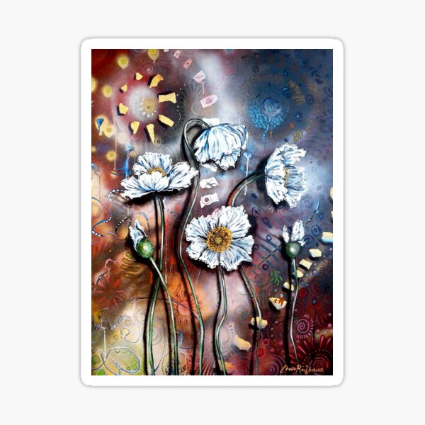 White Poppies (Finding Beauty in Chaos Series) Sticker