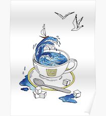 a tea Cup with sea inside Poster