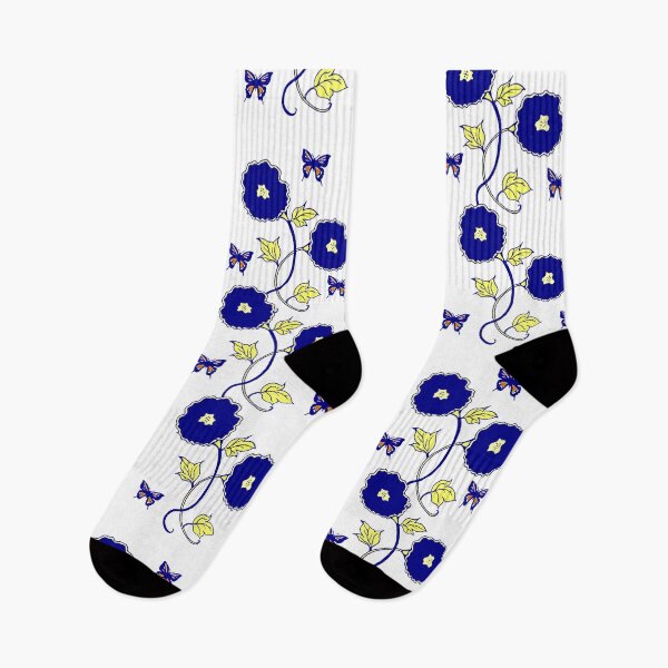 Item preview, Flowers and Butterflies - Blue on White designed and sold by Linda Callaghan.