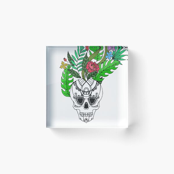 Item preview, skull with flowers designed and sold by KaterinaSan.