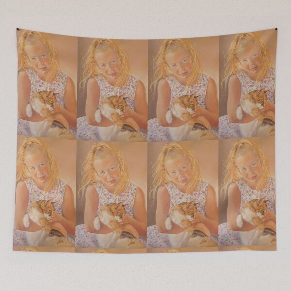 Aperçu de l'œuvre Niña con Gato - Fille avec chat créée et vendue par Margaret Merry.