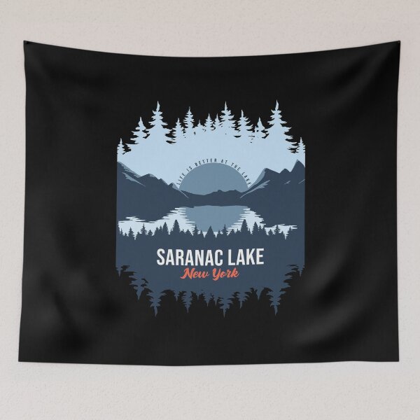 Item preview, Saranac Lake New York Lake With Mountain And Pine Tree  designed and sold by Friday NightCo.