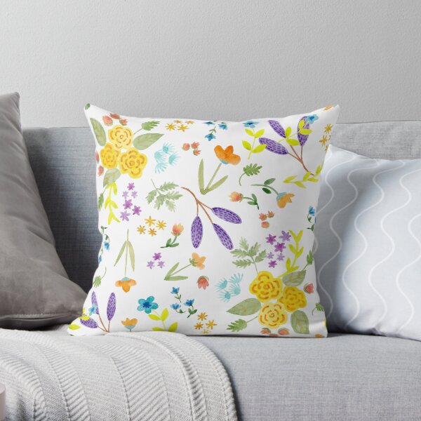 Spring Fling Watercolor Pattern Throw Pillow