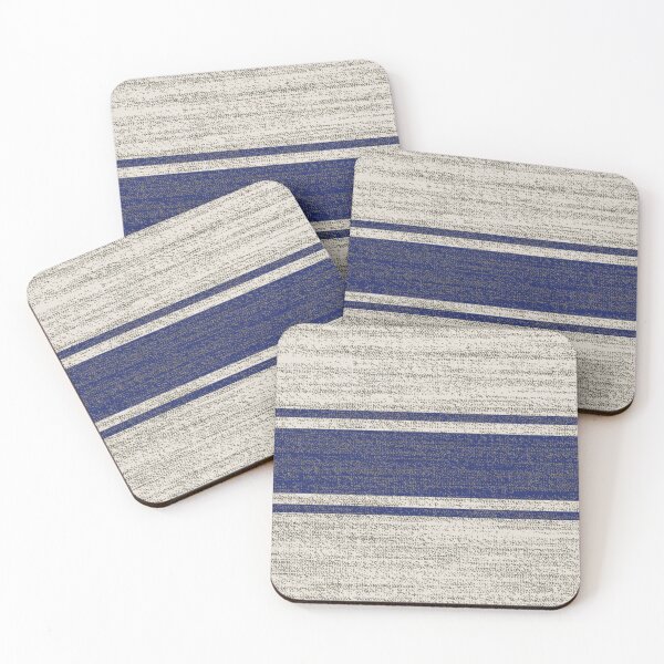 Item preview, 1980s farmhouse chic blue jacquard stripes linen french country designed and sold by LEILA ART SPACE.