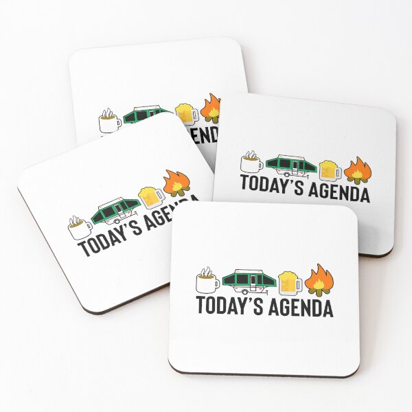 Item preview, Today's Agenda Camping Coffee Pop Up Camper Beer Campfire designed and sold by BennetJaco.