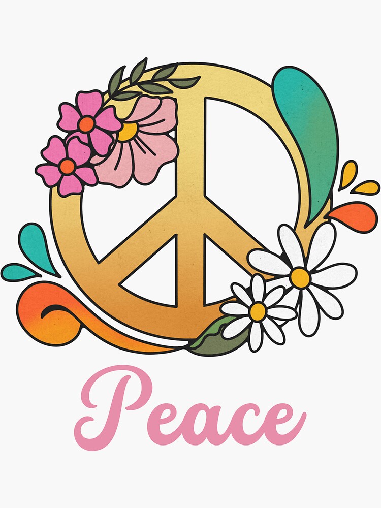 "floral peace sign" Sticker for Sale by pattikake Redbubble