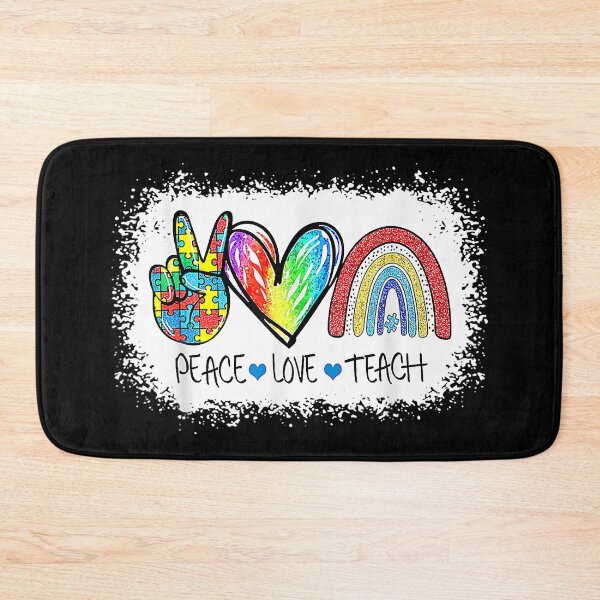 Item preview, Peace Love Teach Autism Awareness Puzzle Ribbon designed and sold by AtmanJosef.
