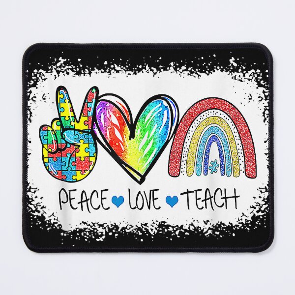 Item preview, Peace Love Teach Autism Awareness Puzzle Ribbon designed and sold by AtmanJosef.