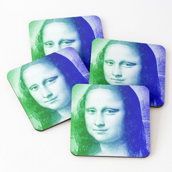 Item preview, Mona Lisa - green and blue halftone pattern designed and sold by NickoPrints.