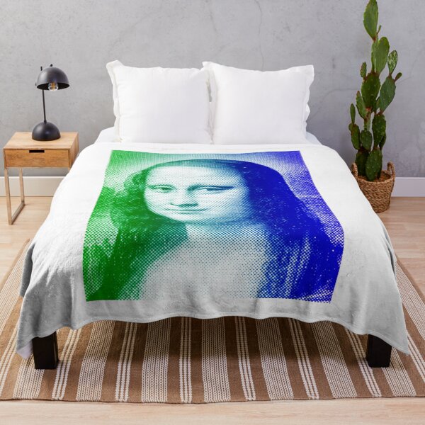 Item preview, Mona Lisa - green and blue halftone pattern designed and sold by NickoPrints.