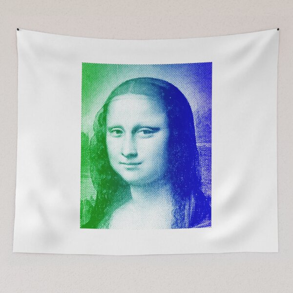 Item preview, Mona Lisa - green and blue halftone pattern designed and sold by NickoPrints.