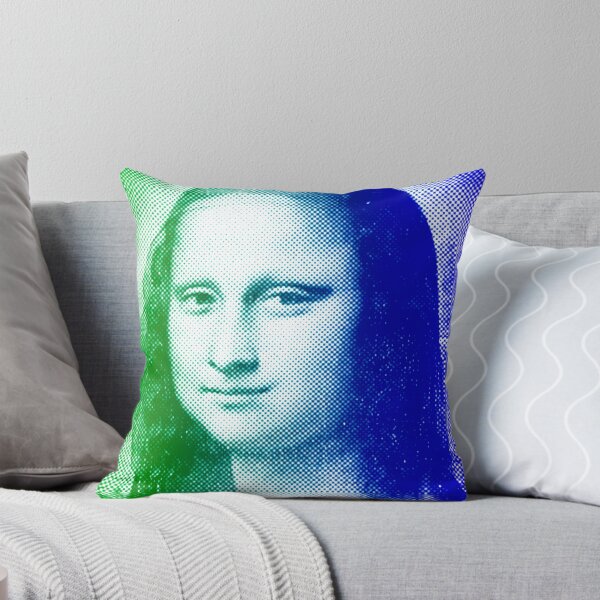 Item preview, Mona Lisa - green and blue halftone pattern designed and sold by NickoPrints.