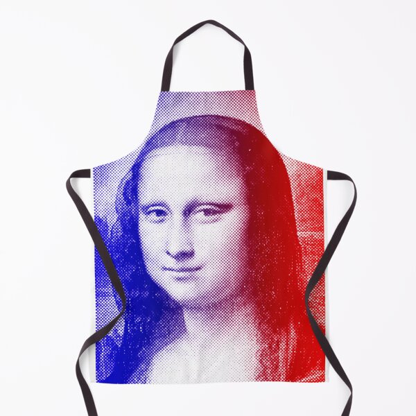 Item preview, Mona Lisa - blue and red halftone pattern designed and sold by NickoPrints.