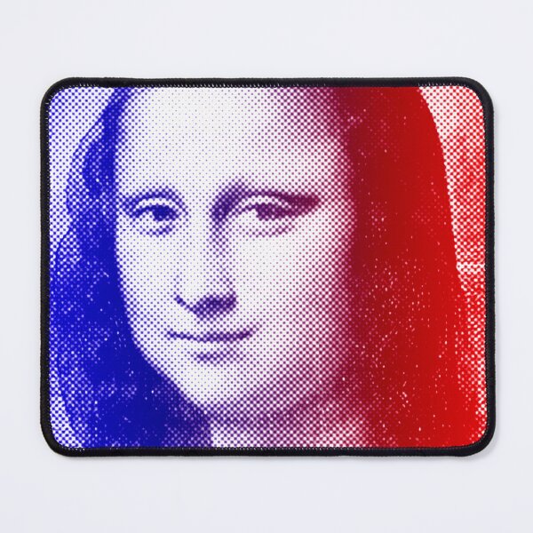 Item preview, Mona Lisa - blue and red halftone pattern designed and sold by NickoPrints.
