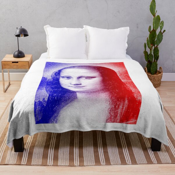 Item preview, Mona Lisa - blue and red halftone pattern designed and sold by NickoPrints.