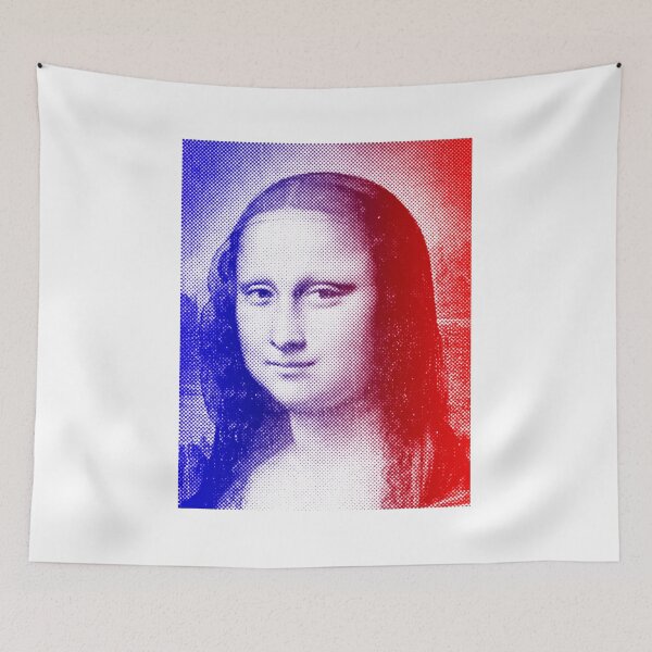 Item preview, Mona Lisa - blue and red halftone pattern designed and sold by NickoPrints.