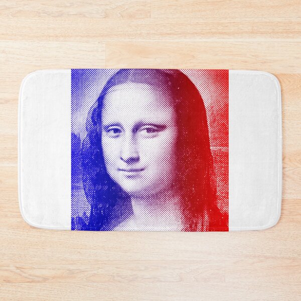 Item preview, Mona Lisa - blue and red halftone pattern designed and sold by NickoPrints.