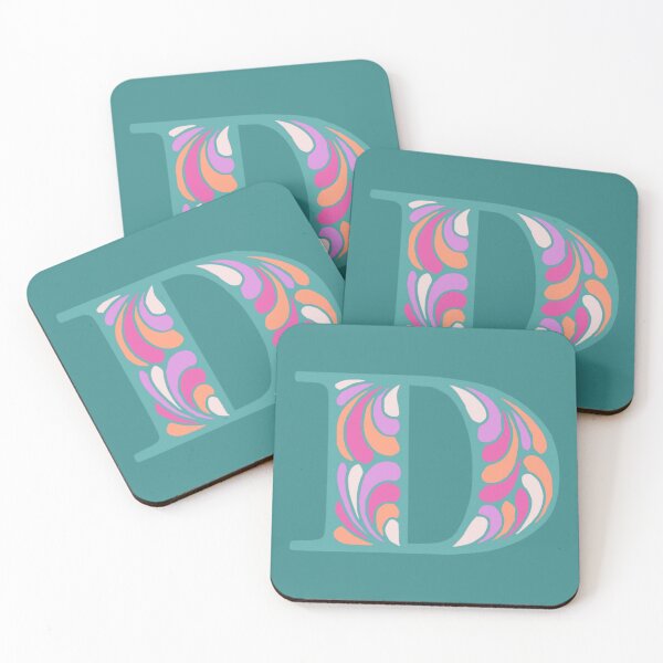 Item preview, Letter D Fancy Monogram Hippie Initial Teal designed and sold by everything4eva.