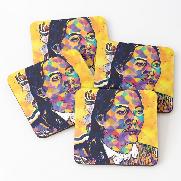 Item preview, Tahitian Woman with a Flower - Vahine no te tiare - colorful pop art effect designed and sold by NickoPrints.